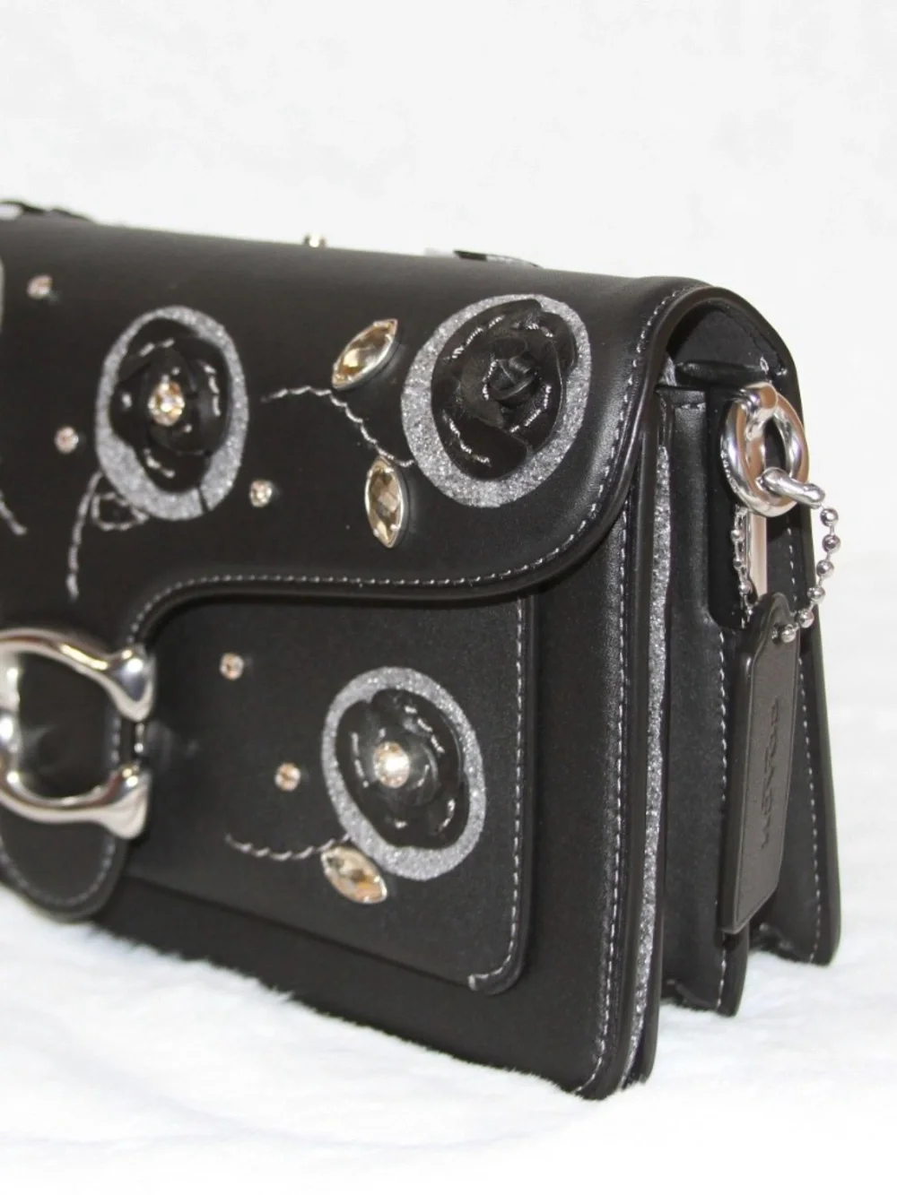 COACH Tabby 26 Shoulder Bag Floral Applique Crystal Embellishment